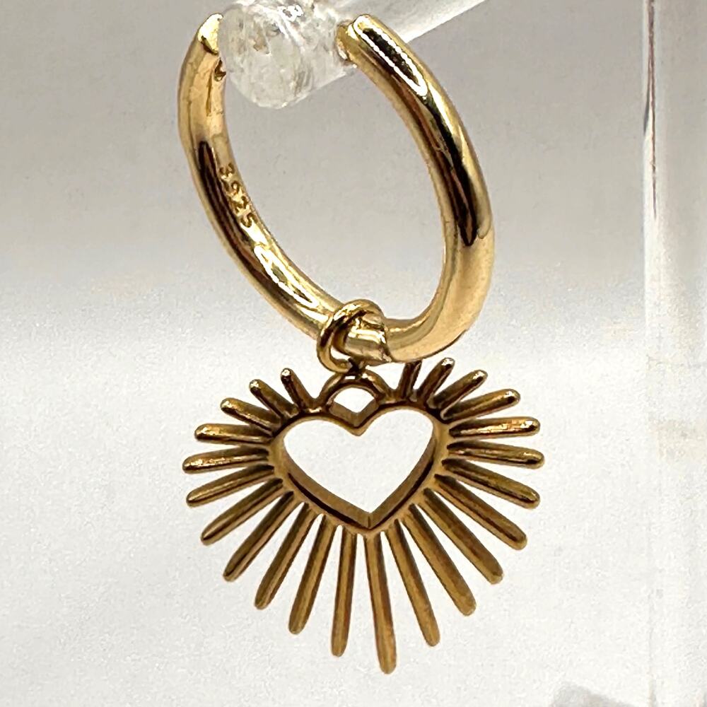 Gold Vermeil Heart Hoop S 925 Dagle Earring Abstract Contemporary Jewelry